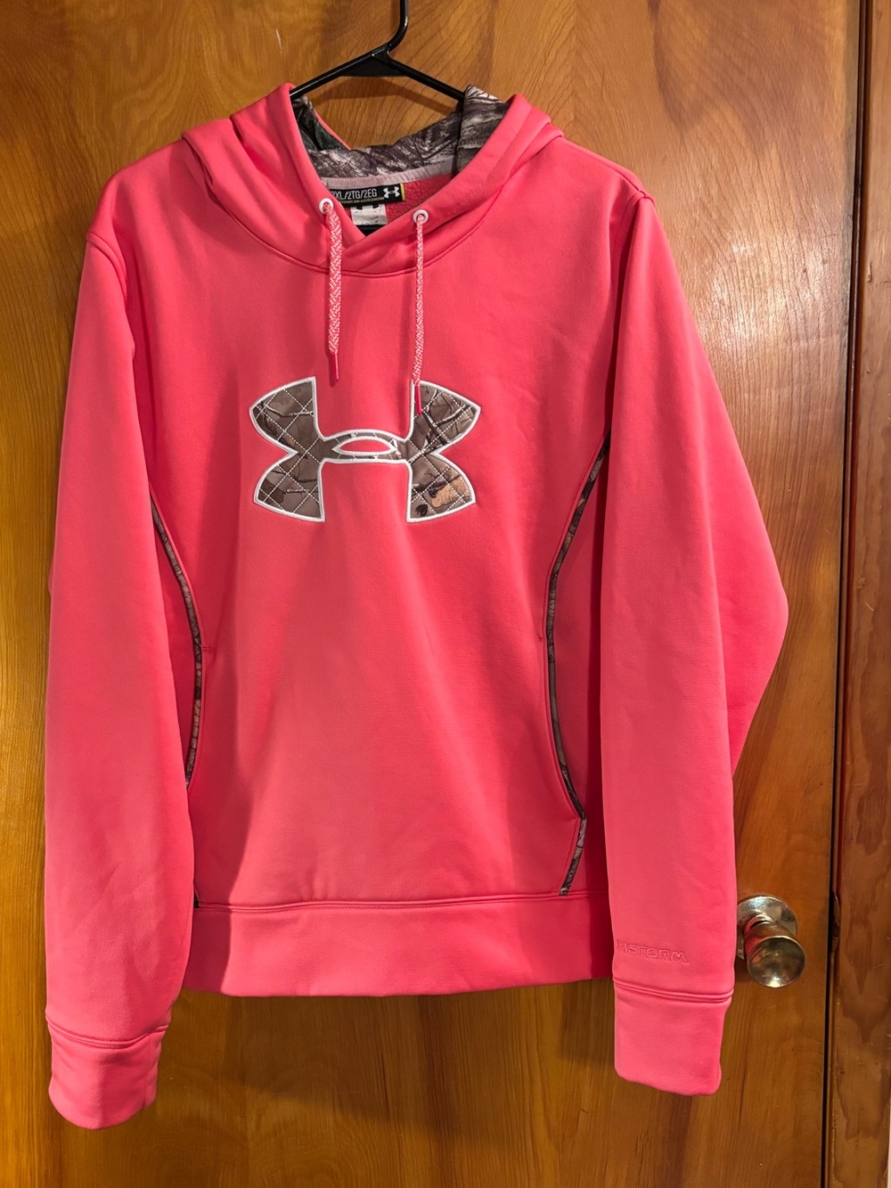 Under Armour Coral Pink Hoodie with Camo Logo